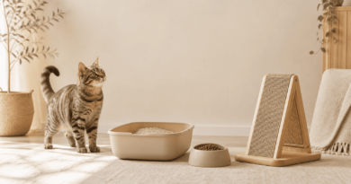 Kit esencial para dueños de gatos primerizos con rascador y arenero