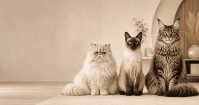 comparativa de razas de gatos domésticos para familias en un hogar