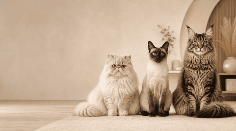 comparativa de razas de gatos domésticos para familias en un hogar