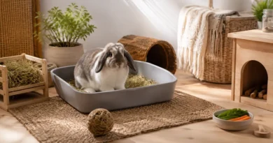 enseñar a un conejo a usar el esquinero