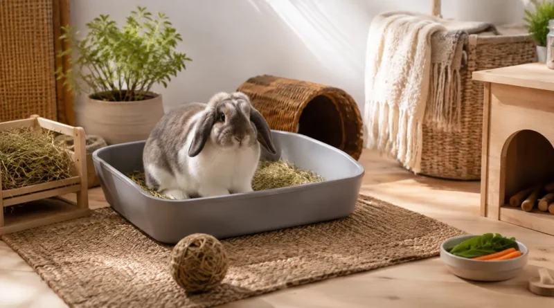 enseñar a un conejo a usar el esquinero