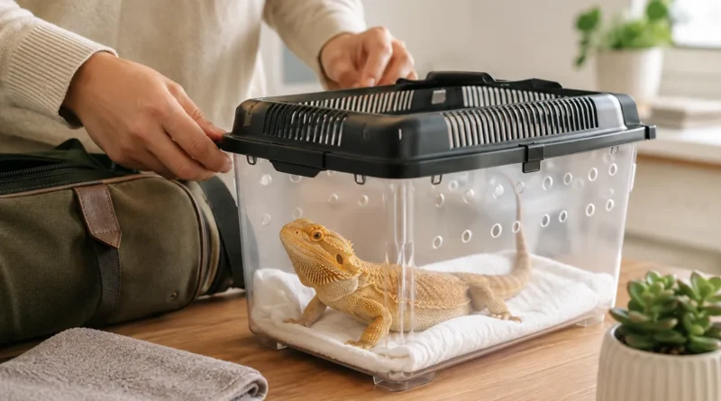 transportar un reptil al veterinario